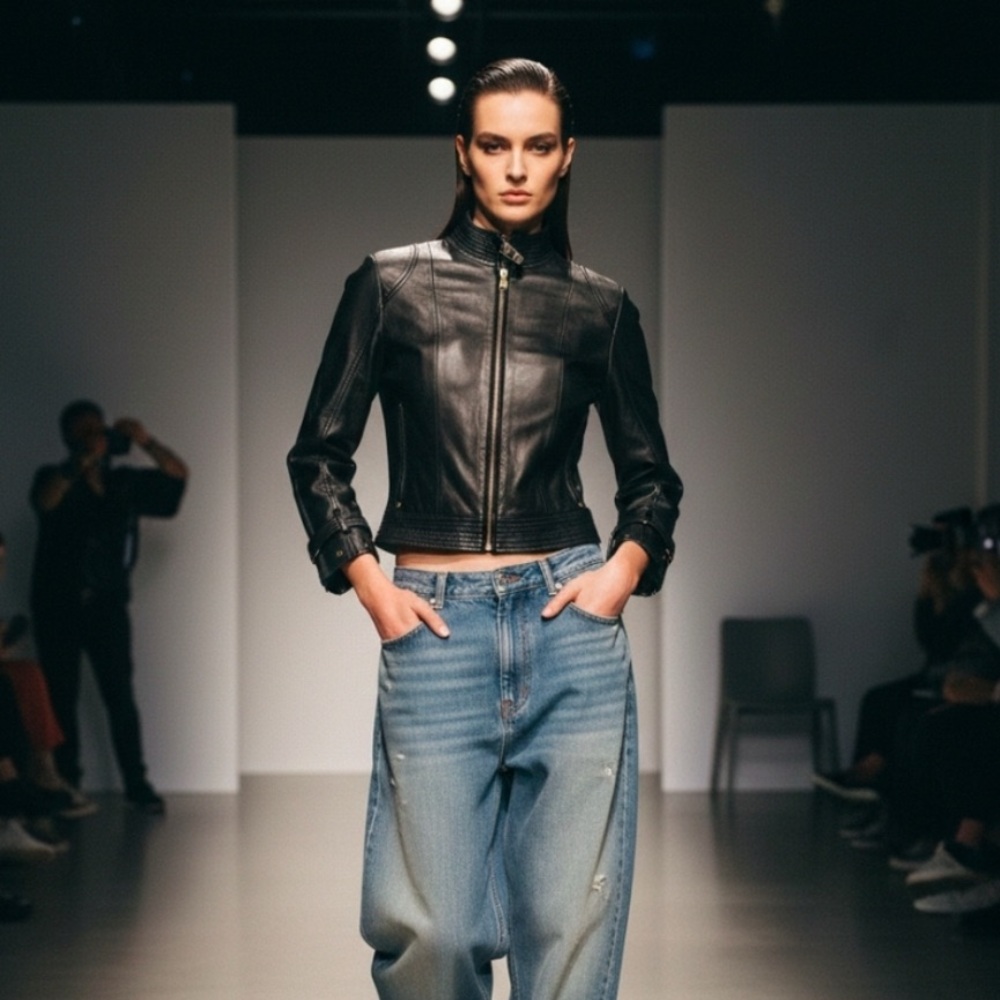 Arden B Cropped Moto Leather Jacket